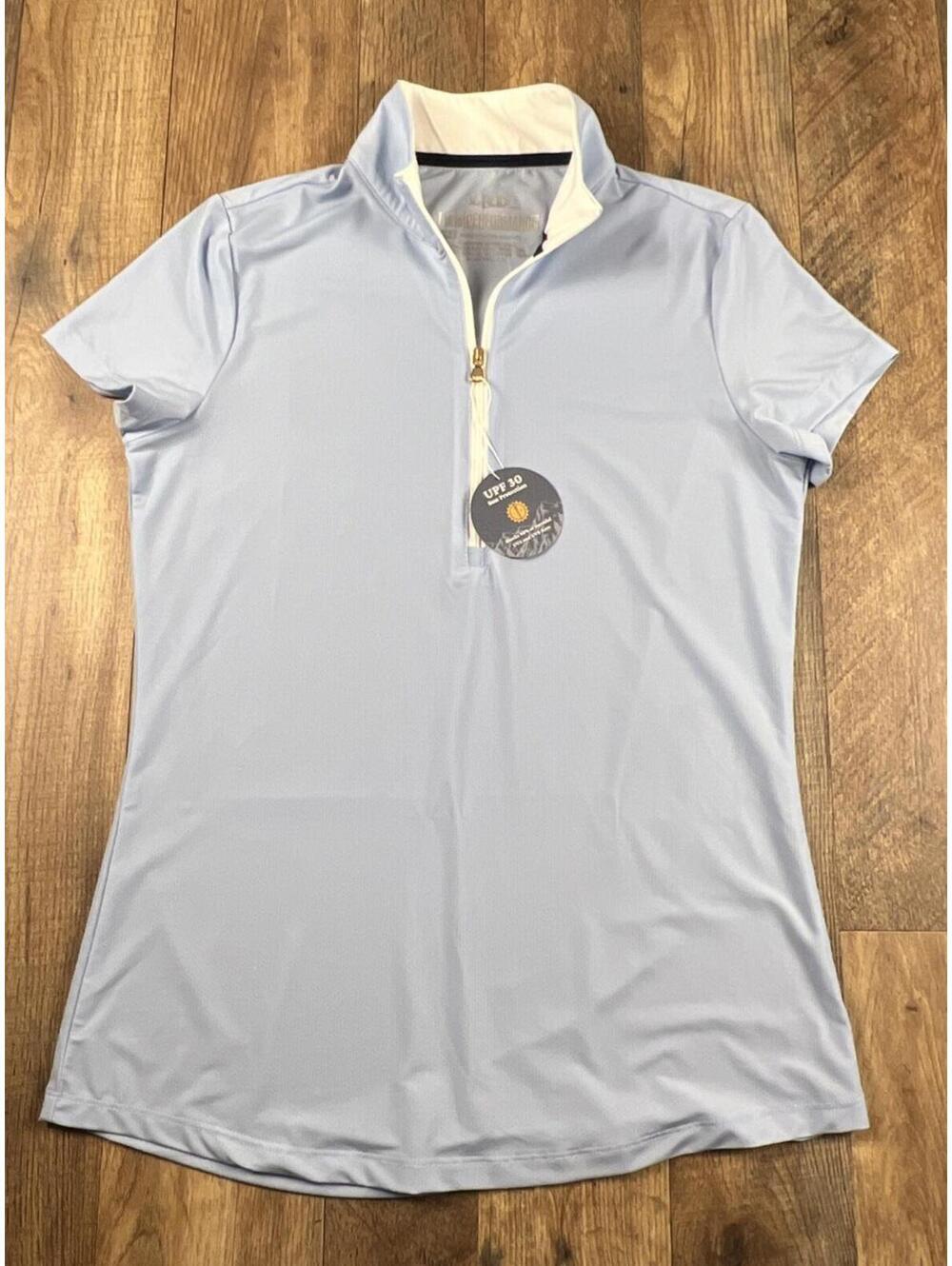 LRD Performance Golf Short Sleeve Quarter Zip Top Women Blue XS UPF 30 NWT